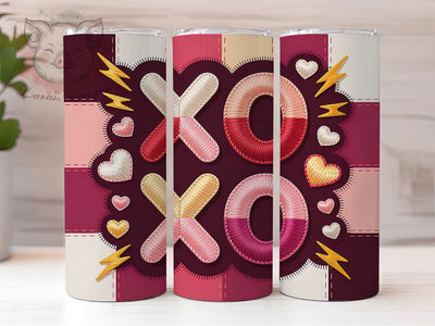 Faux Yarn XOXO Valentine Tumbler, XOXO Pattern, Valentine Theme, Cozy Love, Romantic Gift, 20Oz Tumbler, Sublimation Wrap Sublimation Lara' s Designs 