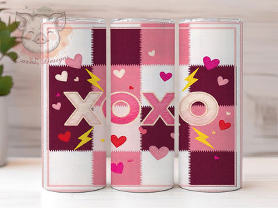 Faux Yarn XOXO Valentine Tumbler, XOXO Pattern, Valentine Theme, Cozy Love, Romantic Gift, 20Oz Tumbler, Sublimation Wrap Sublimation Lara' s Designs 