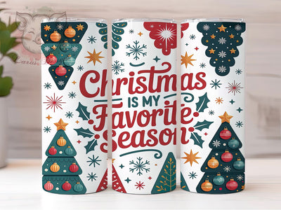 Favorite Season Christmas Tumbler, Seamless Holiday Tree Sublimation Design, Festive Evergreen Art, 20oz Christmas Tumbler, Whimsical Holiday Mug, Cozy Seasonal Cup, Merry Christmas Wrap Sublimation Lara' s Designs 