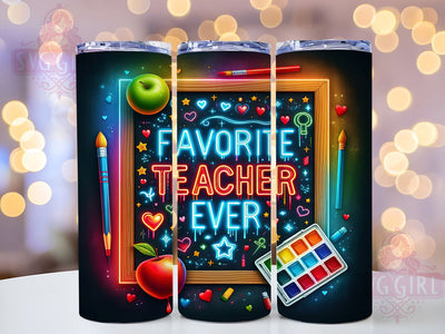 Favorite Teacher Watercolor 20oz Tumbler Wrap Sublimation Design, Straight Tapered Tumbler Wrap, Teacher Tumbler Png, Instant Digital Download Sublimation SvggirlplusArt 
