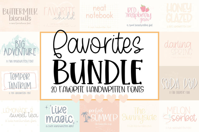 Favorites Handwritten Font Bundle for Cricut, Cute Cursive Handwriting Font Designing Digitals 