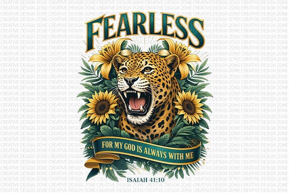 Fearless Christian Faith PNG | Leopard Bible Verse Sublimation Design SVG BillahCrafts 