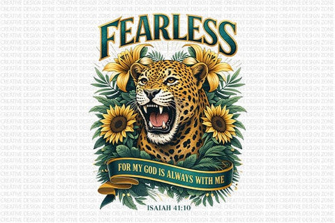 Fearless Christian Faith PNG | Leopard Bible Verse Sublimation Design SVG BillahCrafts 