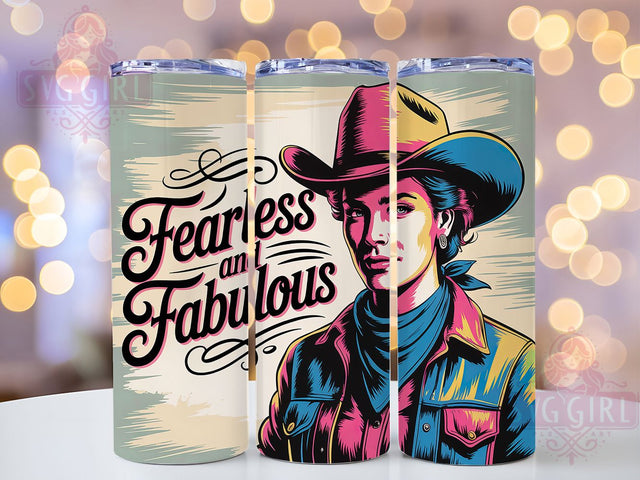 Fearless Fabulous 20oz Tumbler, Fearless and Fabulous Quote, Western Cowgirl Wrap, Rustic Cowgirl Sublimation, 20oz Tumbler Wrap, Sublimation Design PNG, Country Western Gift Sublimation SvggirlplusArt 