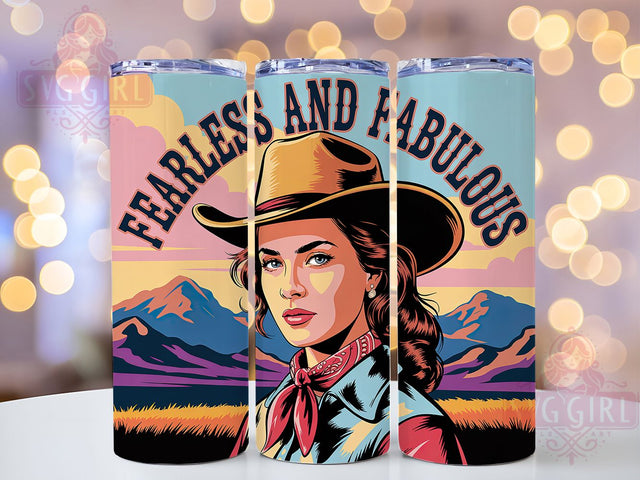 Fearless Fabulous 20oz Tumbler, Fearless and Fabulous Quote, Western Cowgirl Wrap, Rustic Cowgirl Sublimation, 20oz Tumbler Wrap, Sublimation Design PNG, Country Western Gift Sublimation SvggirlplusArt 