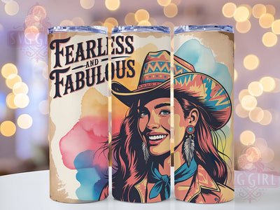 Fearless Fabulous 20oz Tumbler, Fearless and Fabulous Quote, Western Cowgirl Wrap, Rustic Cowgirl Sublimation, 20oz Tumbler Wrap, Sublimation Design PNG, Country Western Gift Sublimation SvggirlplusArt 
