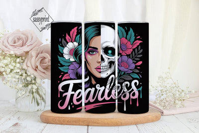 Fearless Skull Floral 20oz Tumbler Wrap Sublimation sassyprint 