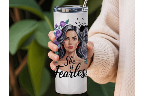 Fearless Woman Wolf 20oz Tumbler Wrap Sublimation DesignSVG 