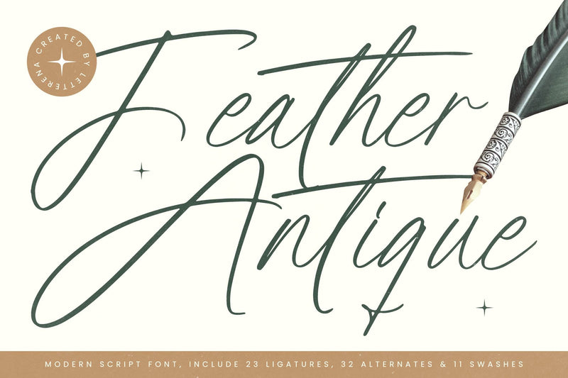 Feather Antique - Modern Script Font Font Letterena Studios 