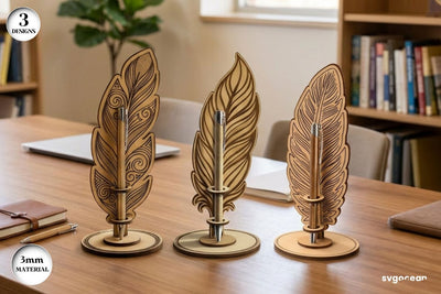 Feather Pen Stand Laser Cut Bundle SVG SvgOcean 