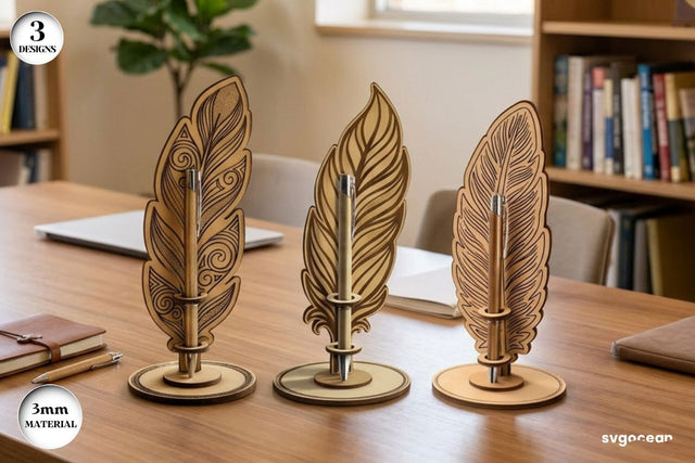 Feather Pen Stand Laser Cut Bundle SVG SvgOcean 