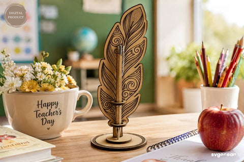 Feather Pen Stand Laser Cut Bundle SVG SvgOcean 