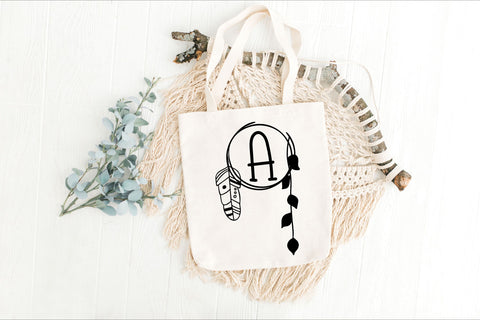 Feather Ring Boho Monogram Font Dm Letter Studio 