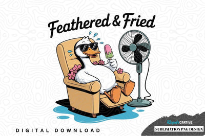 Feathered & fried - relaxing penguin sublimation png design Sublimation Regulrcrative 