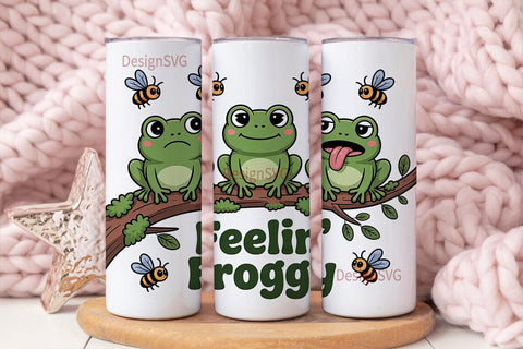 Feelin' Froggy 20oz Tumbler Wrap Sublimation DesignSVG 