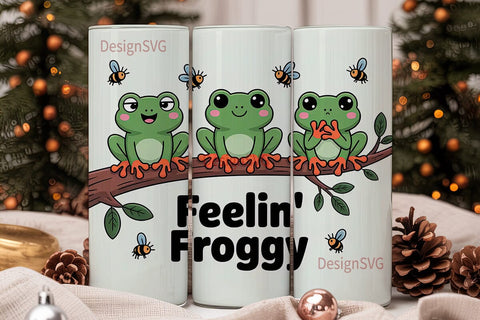 Feelin' Froggy 20oz Tumbler Wrap Sublimation DesignSVG 