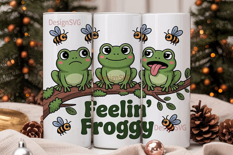 Feelin' Froggy 20oz Tumbler Wrap Sublimation DesignSVG 