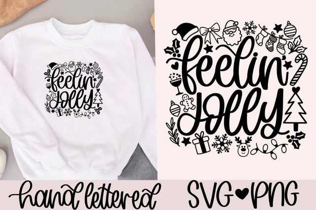 Feelin' Jolly SVG PNG | Christmas SVG | Holiday SVG | Christmas Shirt Design | Merry Christmas Cut File | Cricut SVG | Holiday PNG SVG AnitaAlyiaLettering 