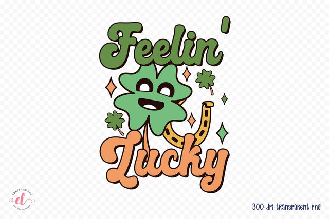 Feelin Lucky, Retro St Patrick's Day Sublimation Sublimation CraftLabSVG 