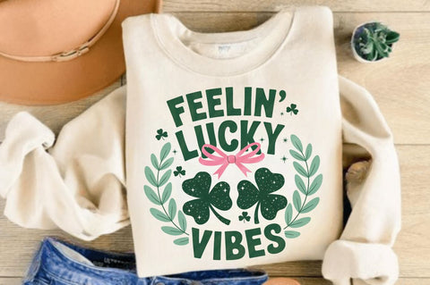 Feelin Lucky Vibes PNG St Patricks Sublimation Design Sublimation Regulrcrative 