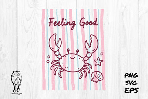 feeling good crab Summer Hand Drawn SVG dadan_pm 