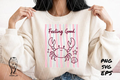 feeling good crab Summer Hand Drawn SVG dadan_pm 