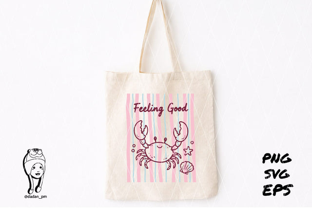 feeling good crab Summer Hand Drawn SVG dadan_pm 