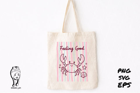 feeling good crab Summer Hand Drawn SVG dadan_pm 