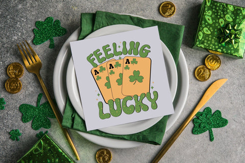 Feeling Lucky, Retro St Patricks Day Sublimation Sublimation CraftLabSVG 