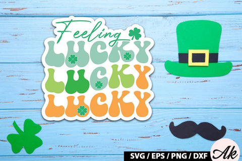 Feeling lucky Retro Stickers SVG akazaddesign 