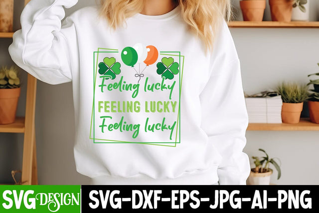 Feeling Lucky SVG Cut File,St.patrick's Day SVG Design,Happy St.Patrick's Day SVG Design,St.patrick's Day Sublimation PNG SVG BlackCatsMedia 