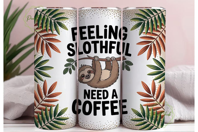 Feeling Slothful Tumbler Wrap Sublimation PixelChick 