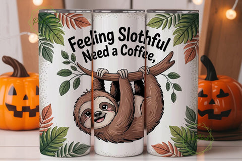 Feeling Slothful Tumbler Wrap Sublimation PixelChick 