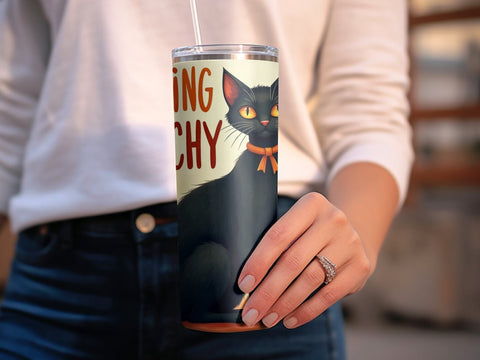 Feeling Witchy Halloween black cat Tumbler Wrap PNG Sublimation Luvleigh Digitals 