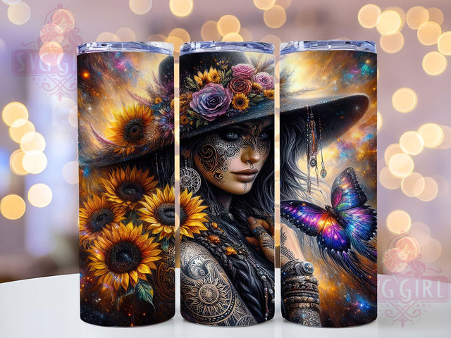 Feeling Witchy Raven Celestial Tumbler, Raven Celestial Wrap, Tattooed Witch Cup, Cosmic Raven Drinkware, 20oz Witchy Wrap, Starry Raven Tumbler, Gothic Tattoo Sublimation Sublimation SvggirlplusArt 