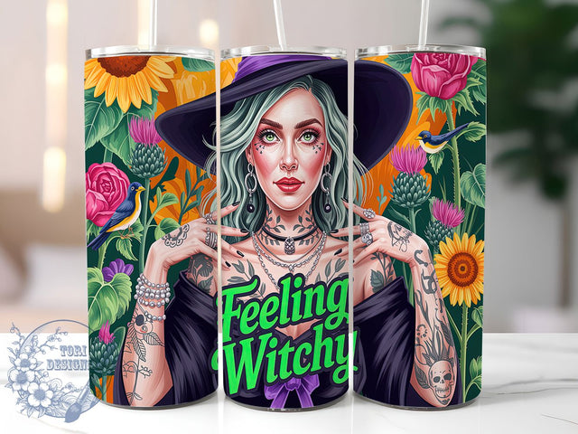 Feeling Witchy Spooky Halloween Tumbler, Spooky Witch, Halloween Tumbler, 20oz Tumbler Wrap, Skinny Tumbler Png, Sublimation Design, Instant Download Sublimation ToriDesigns 