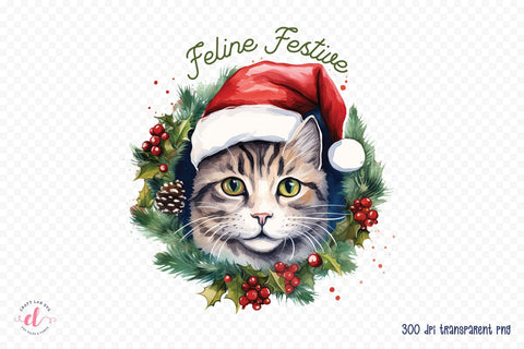 Feline Festive | Christmas Cat Sublimation Sublimation CraftLabSVG 