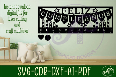 Feliz Cumpleanos Spanish Classroom Birthday monthly planner SVG APInspireddesigns 