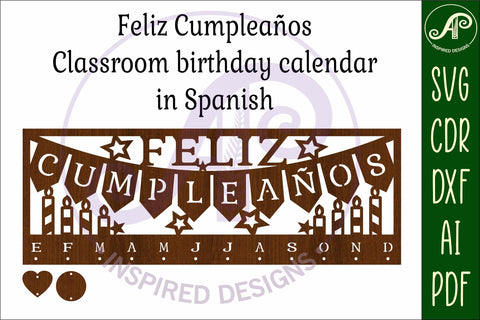 Feliz Cumpleanos Spanish Classroom Birthday monthly planner SVG APInspireddesigns 