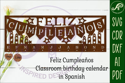 Feliz Cumpleanos Spanish Classroom Birthday monthly planner SVG APInspireddesigns 