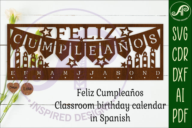 Feliz Cumpleanos Spanish Classroom Birthday monthly planner SVG APInspireddesigns 