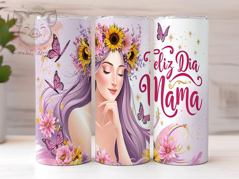 Feliz Dia Mama Tumbler, Sarcastic Affirmation, 20oz Tumbler Wrap, PNG Sublimation, Mother's Day Gifts, Floral Tumblers, Inspirational Drinkware Sublimation Lara' s Designs 