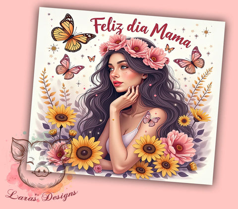 Feliz Dia Mama Tumbler, Sarcastic Affirmation, 20oz Tumbler Wrap, PNG Sublimation, Mother's Day Gifts, Floral Tumblers, Inspirational Drinkware Sublimation Lara' s Designs 