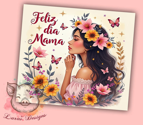 Feliz Dia Mama Tumbler, Sarcastic Affirmation, 20oz Tumbler Wrap, PNG Sublimation, Mother's Day Gifts, Floral Tumblers, Inspirational Drinkware Sublimation Lara' s Designs 