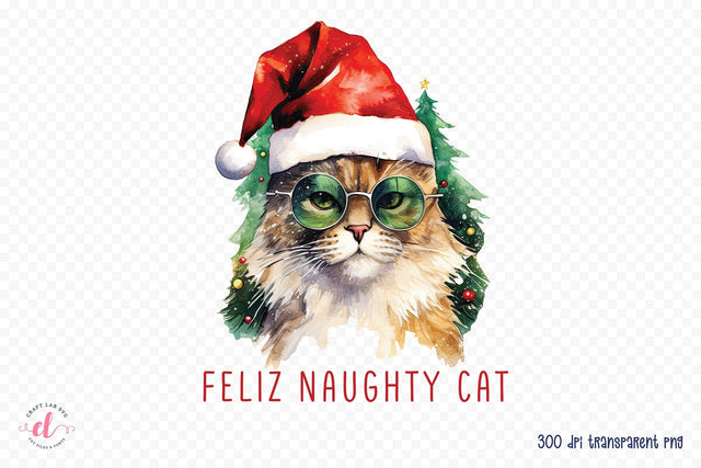 Feliz Naughty Cat, Christmas Sublimation Sublimation CraftLabSVG 