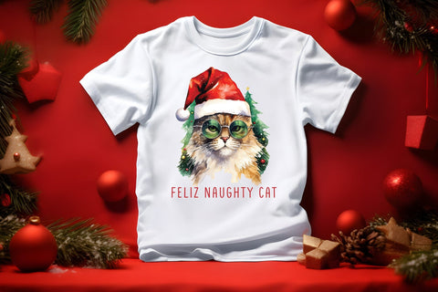 Feliz Naughty Cat, Christmas Sublimation Sublimation CraftLabSVG 