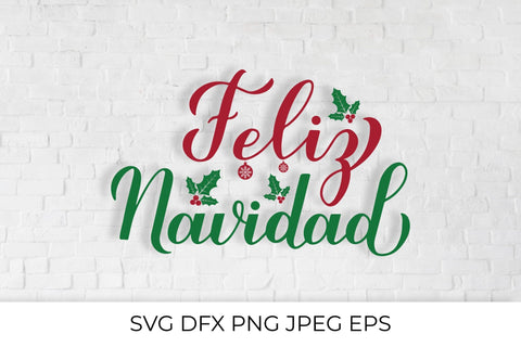 Feliz Navidad calligraphy hand lettering. Merry Christmas in Spanish SVG SVG LaBelezoka 