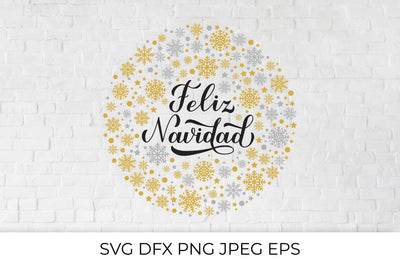 Feliz Navidad calligraphy hand lettering SVG. Merry Christmas in Spanish SVG LaBelezoka 
