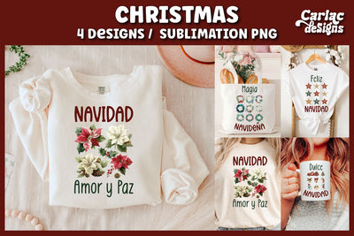 Feliz Navidad Sublimation PNG, Spanish Christmas Sublimation Sublimation Carla C Designs 