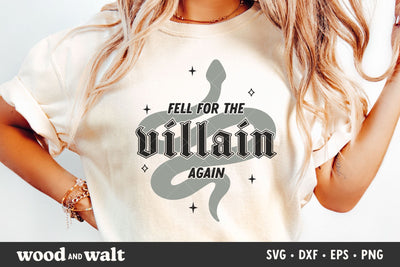 Fell For The Villain Again SVG | Bookish SVG | Book Club PNG SVG Wood And Walt 